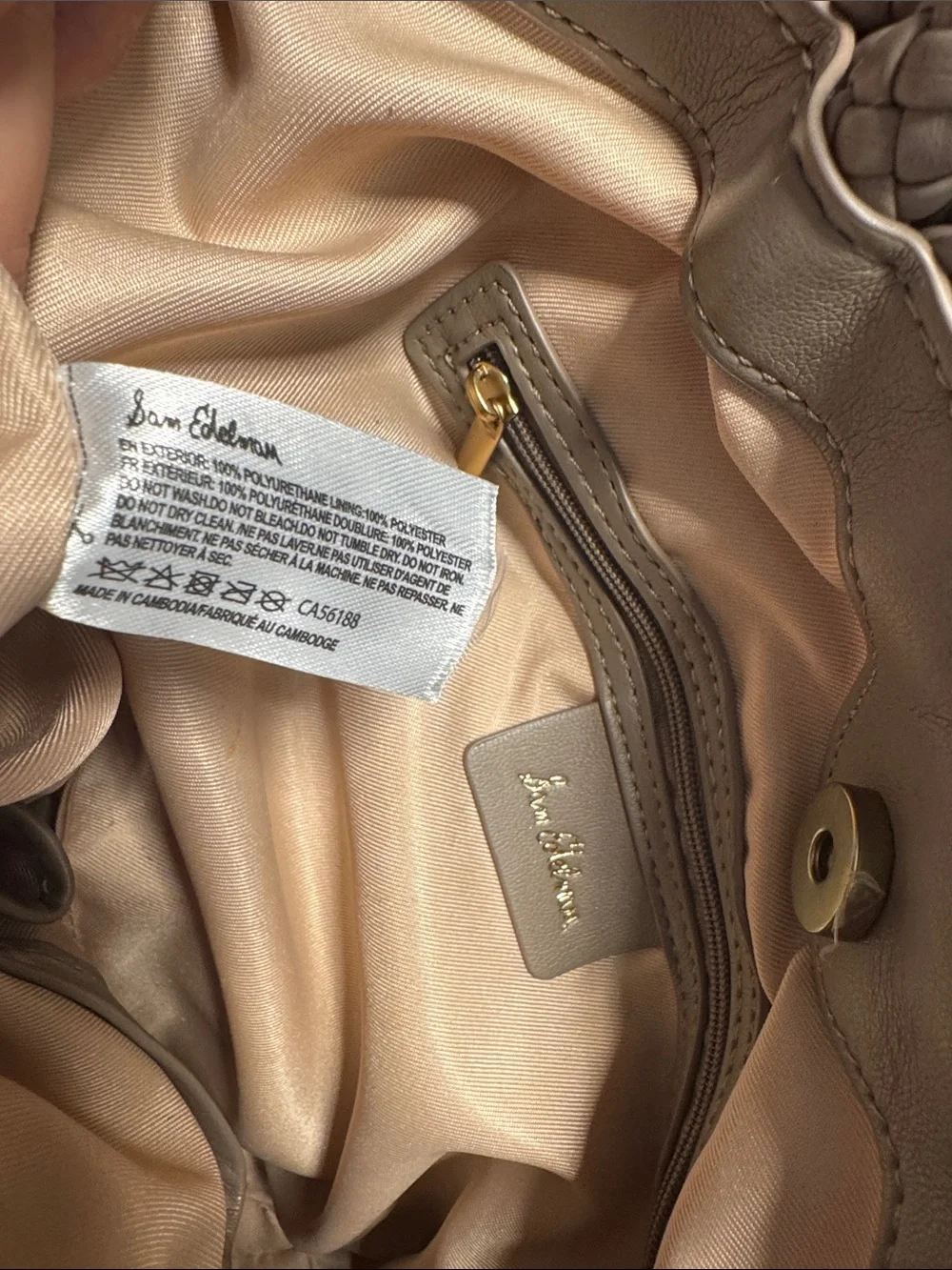 SAM EDELMAN Quilted Taupe Tote Bag